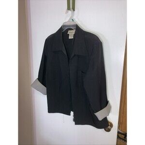Katie Lee stretch women’s Black Blazer Size 16W With. Black Checkered Cuffs
